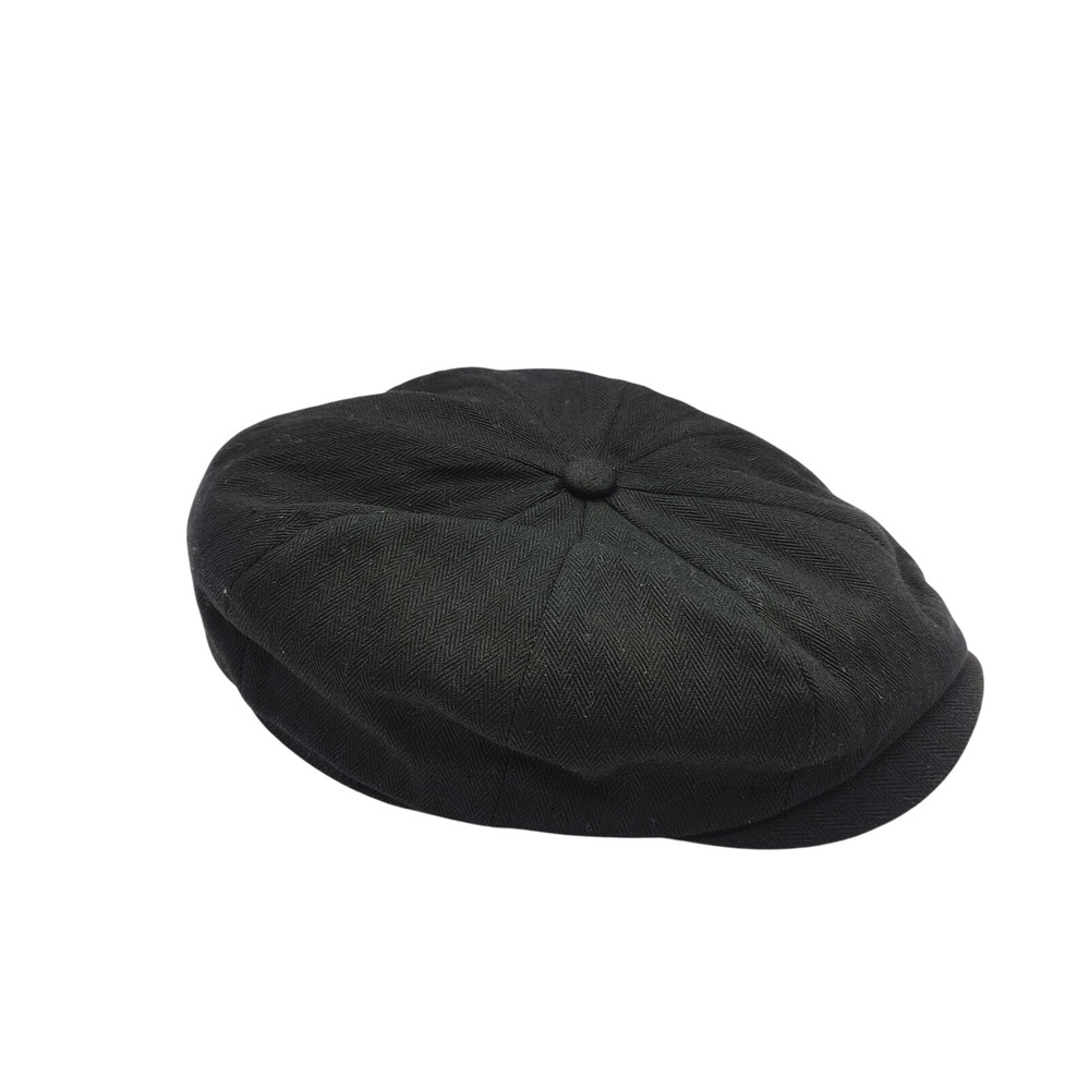 Brixton Brood Newsboy Cap Mens M Black Herringbone 8-Panel Hat